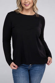 Women's Relaxed Fit Plus Cotton Long Sleeve T-Shirt