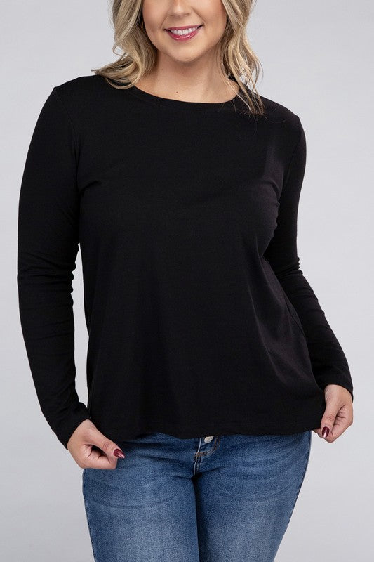 Women's Relaxed Fit Plus Cotton Long Sleeve T-Shirt