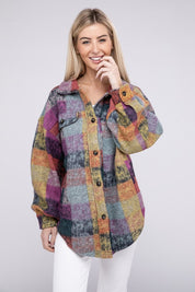 Women's Loose Fit Check Shirt Jacket