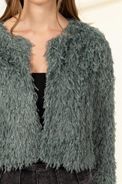 Women's Cropped Faux Fur Jacket