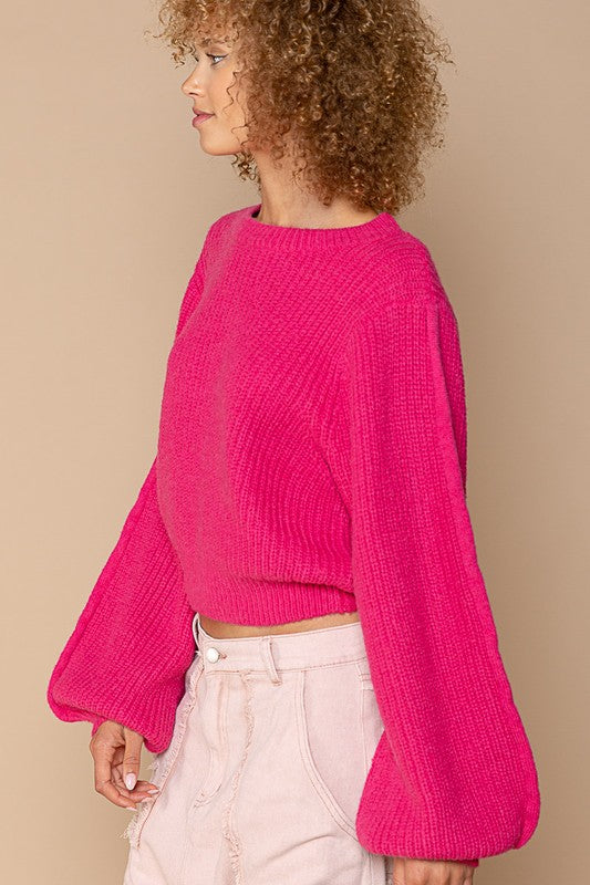 Women's Oversized Round-Neck Acrylic Sweater