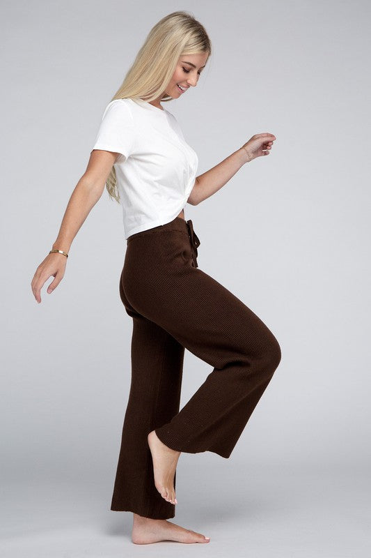 Women's High Waist Solid Knit Pants