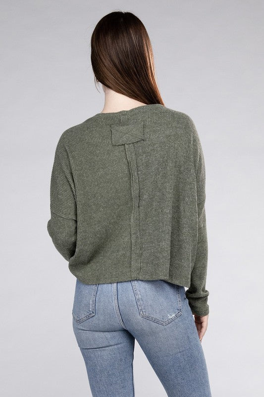 Women's Cozy Ribbed Dolman Long Sleeve Sweater