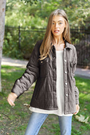 Women's Casual Quilted Pocket Shacket