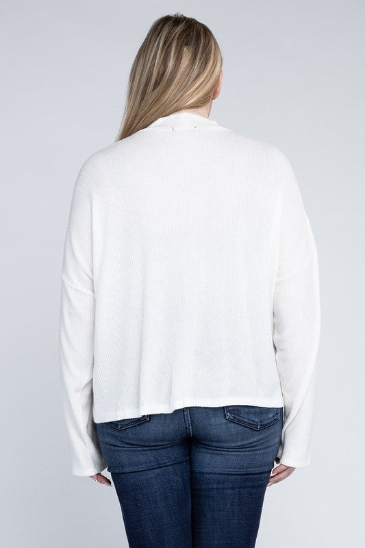 Plus Drop Shoulder Long Sleeve Top