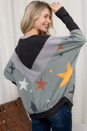 Women's Oversized Star Print Cozy Pullover Top