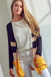 Women's Casual Colorblock Jersey Cardigan