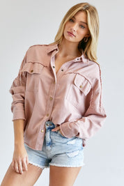 Women's Loose Fit Button Down Shirt with Pockets