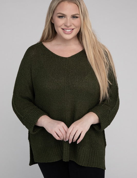 Plus Size Crew Neck Knit Sweater