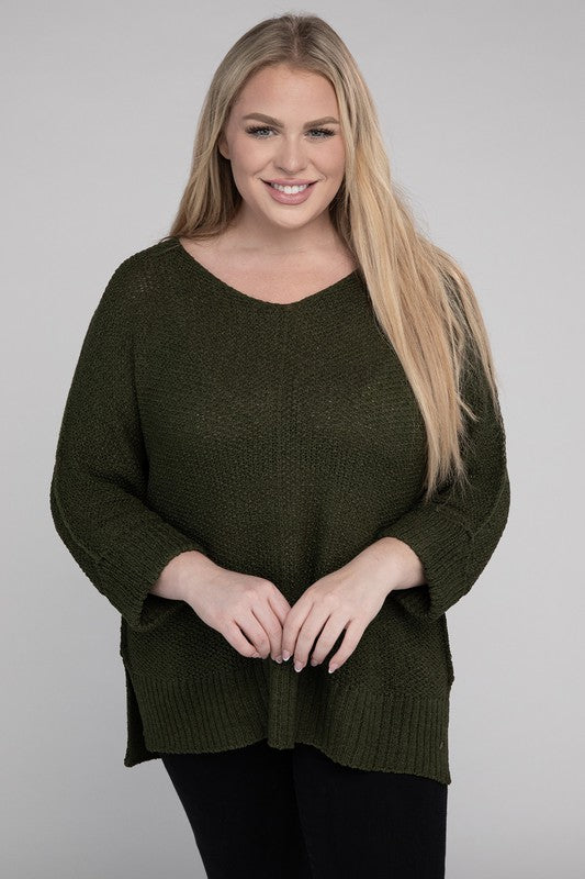 Plus Size Women's Cozy Crew Neck Knit Sweater