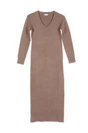 Women's Fitted V-Neck Sweater Maxi Dress