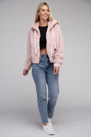 Women's Cozy Fluffy Zip-Up Teddy Hoodie