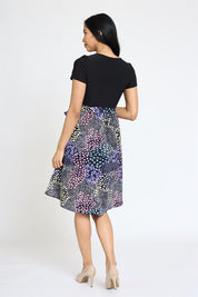 Women's Floral Sash Midi Dress with Short Sleeves