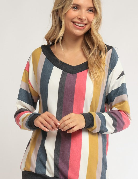 Women's Loose Fit Wide V Neck Plus Sweatshirt