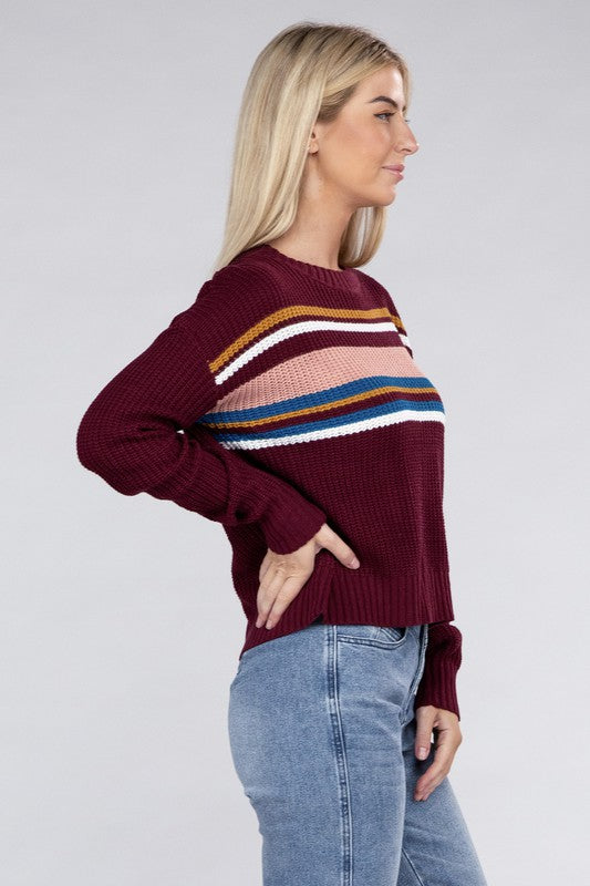 Women's Striped Crewneck Pullover Sweater