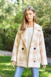 Women's Double Breasted Fuzzy Boucle Coat Jacket