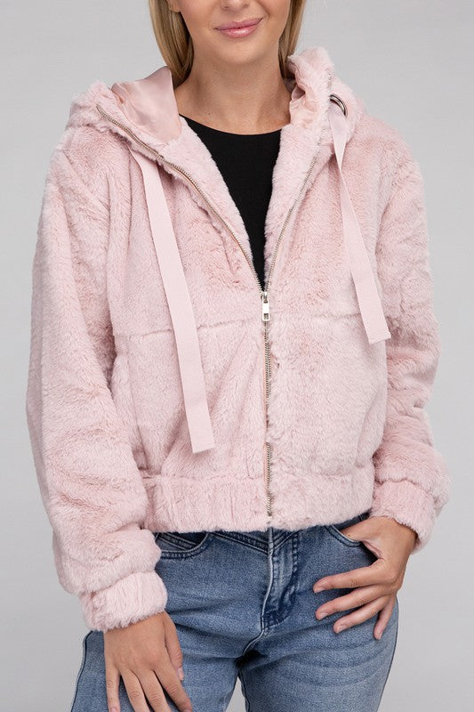 Women's Cozy Fluffy Zip-Up Teddy Hoodie