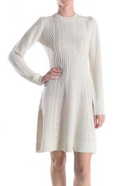 Women's Cable Knit Flared Mini Sweater Dress