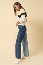 Women's High Waisted Crossover Straight Jeans