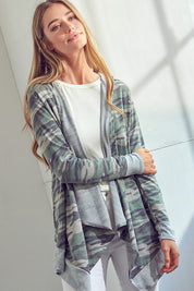 Plus Size Casual Camouflage Cascade Cardigan