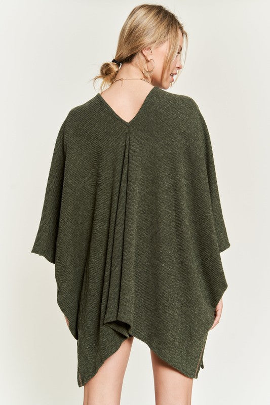 Women's Oversized V-Neck Poncho Top