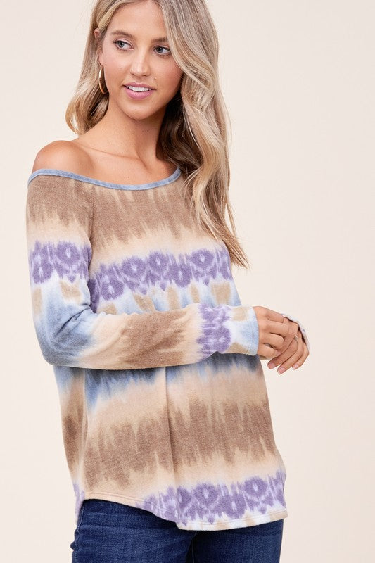 Women's Cozy Tie Dye Print One Shoulder Top