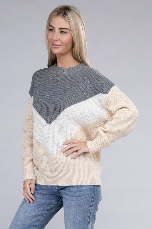 Women's Colorblock Drop Shoulder Sweater