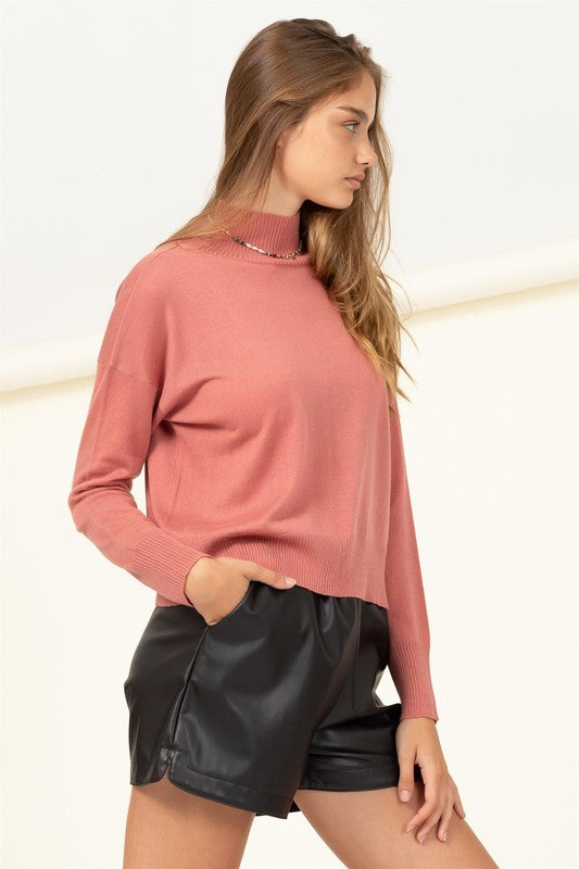 Women's Cozy High-Neckline Relaxed Sweater