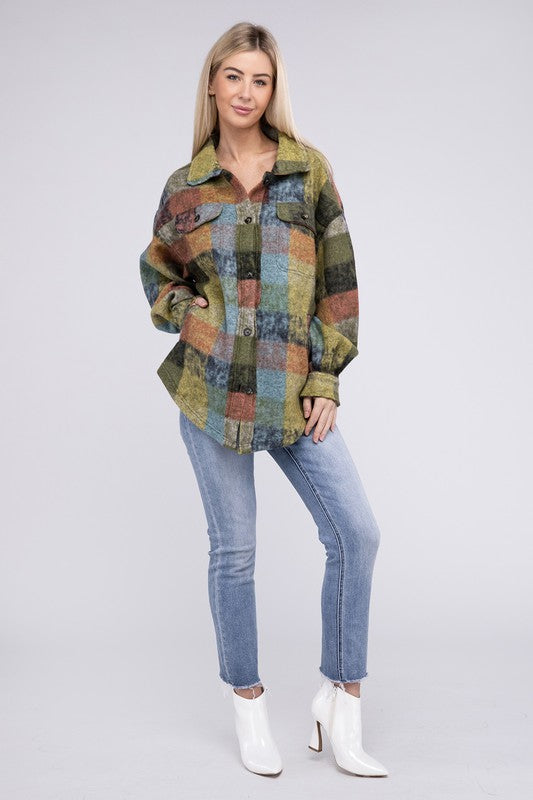 Women's Loose Fit Check Shirt Jacket