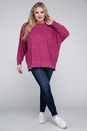 Plus Size Oversized Melange Drop Shoulder Sweater