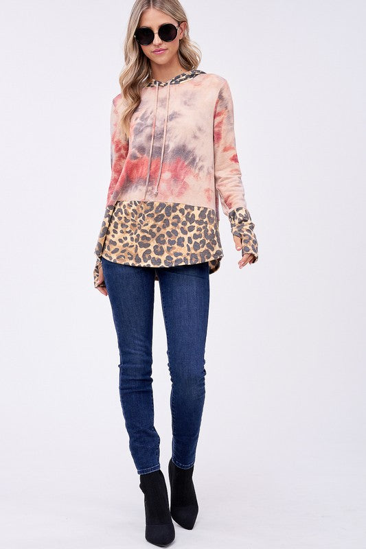 Women's Tie Dye Cheetah Print Sweatshirt