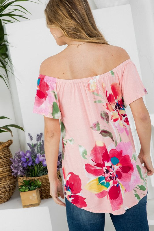 Women's Floral Off Shoulder Top