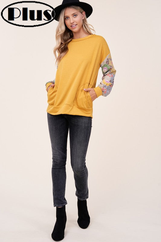 Women's Casual Floral Mixed Long Sleeve Top