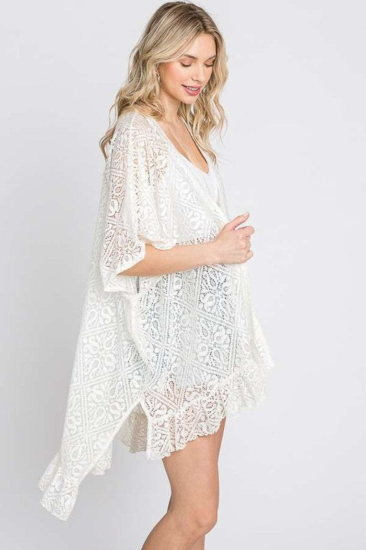 Women's Lace Ruffle Kimono