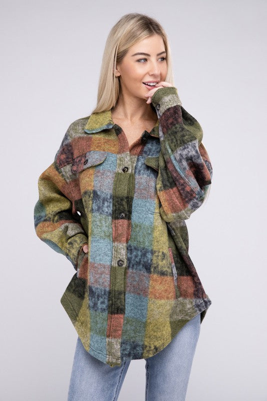 Women's Loose Fit Check Shirt Jacket