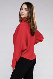 Women's Loose Fit Viscose Dolman Sleeve Turtleneck Sweater