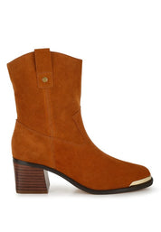 Women's Suede Western-Inspired Square Toe Ankle Boots