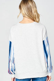 Women's Loose Fit Multi Stripe Sweatshirt Top