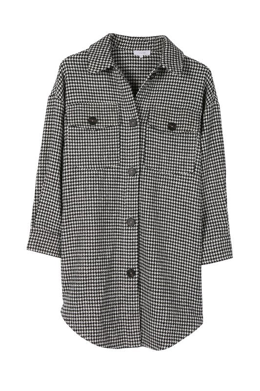 Women's Houndstooth Long Shacket