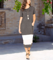 Women's Color Block Calf Length Dress