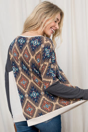 Plus Size Oversized Aztec Print Cozy Top