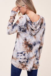 Women's Casual Tie Dye Regular Fit Hoodie Top