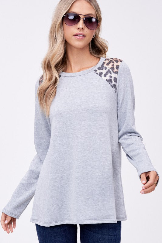 Women's Relaxed Fit Cheetah Print Baseball Top