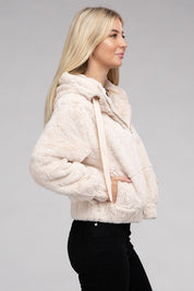 Women's Cozy Fluffy Zip-Up Teddy Hoodie