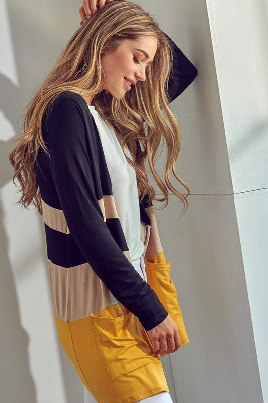 Women's Casual Colorblock Jersey Cardigan