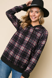 Women's Casual Plaid Hoodie Sweatshirt Top