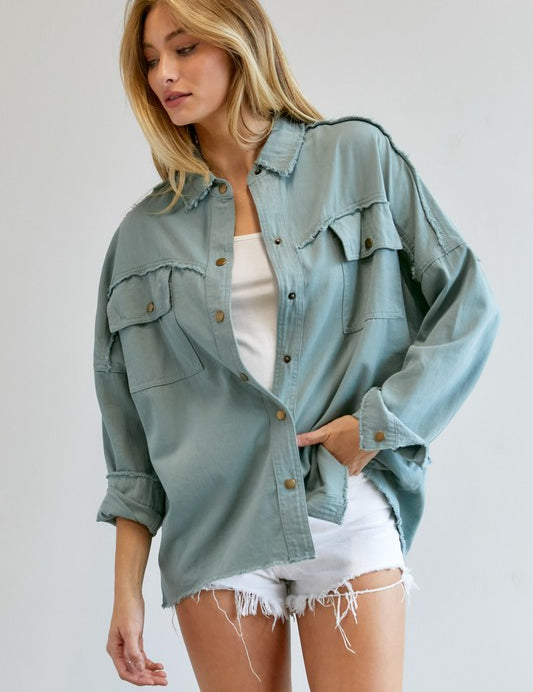 Women's Loose Fit Button Down Shirt with Pockets