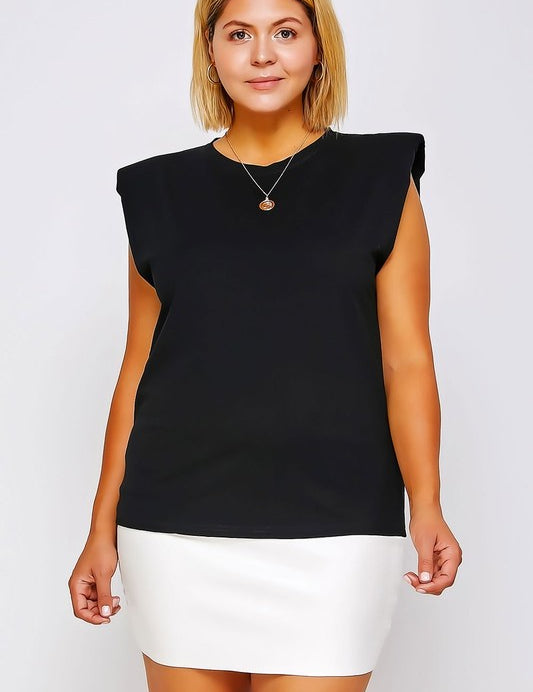 Women's Boxy Sleeveless Shoulder Pad Muscle Tee