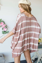 Women's Striped Tie Dye Short Sleeve Tunic