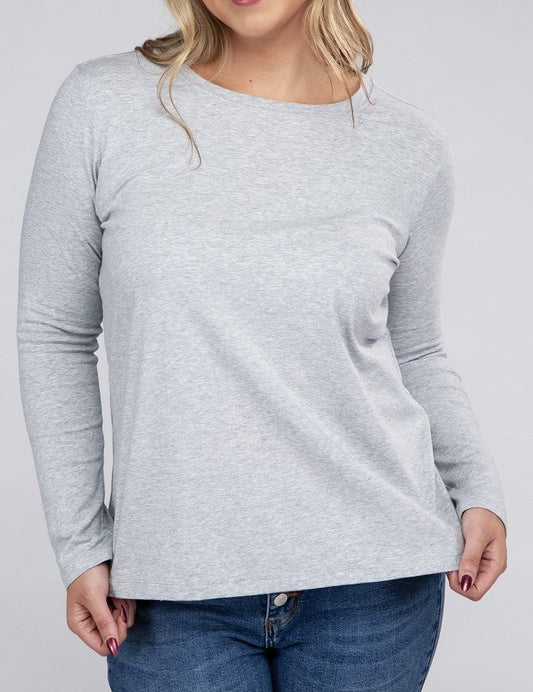 Women's Relaxed Fit Plus Cotton Long Sleeve T-Shirt